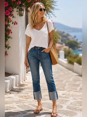 1822 Denim “Taylor” Straight Leg Jeans | Size 10 | Mid-Rise Cuffed Ankle